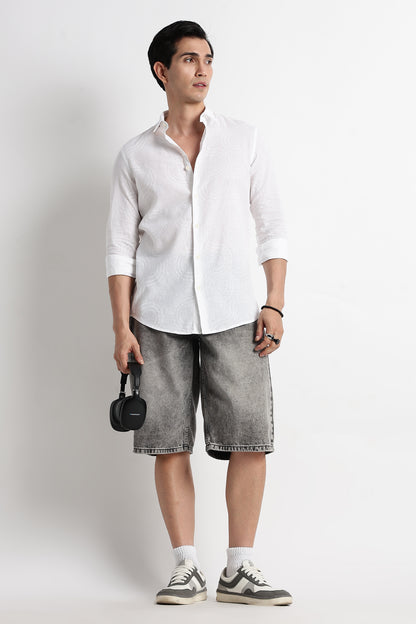 Minimal Embroidered Shirt White