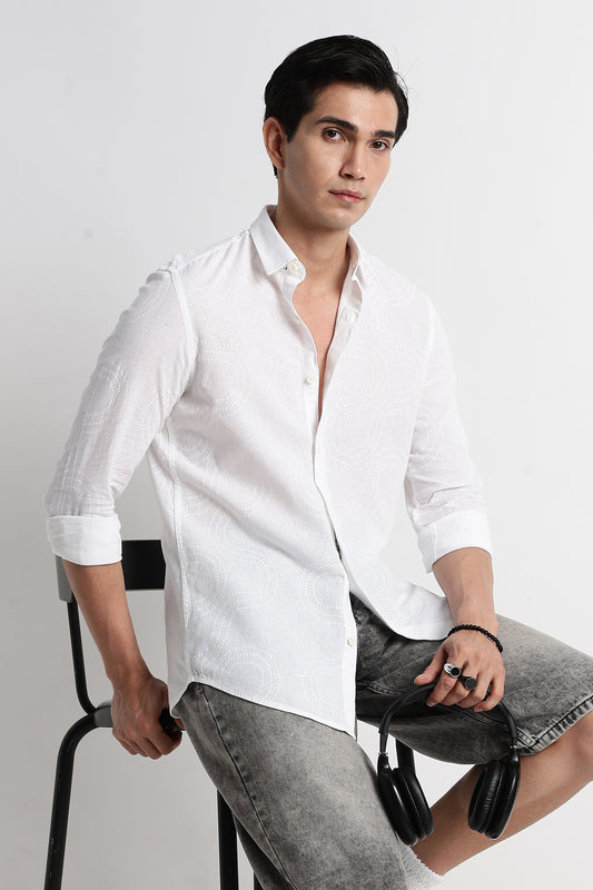 Minimal Embroidered Shirt White