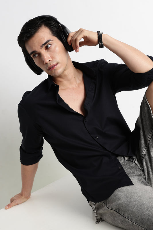 The Modern Essential Poly-Lycra Shirt Slate Black