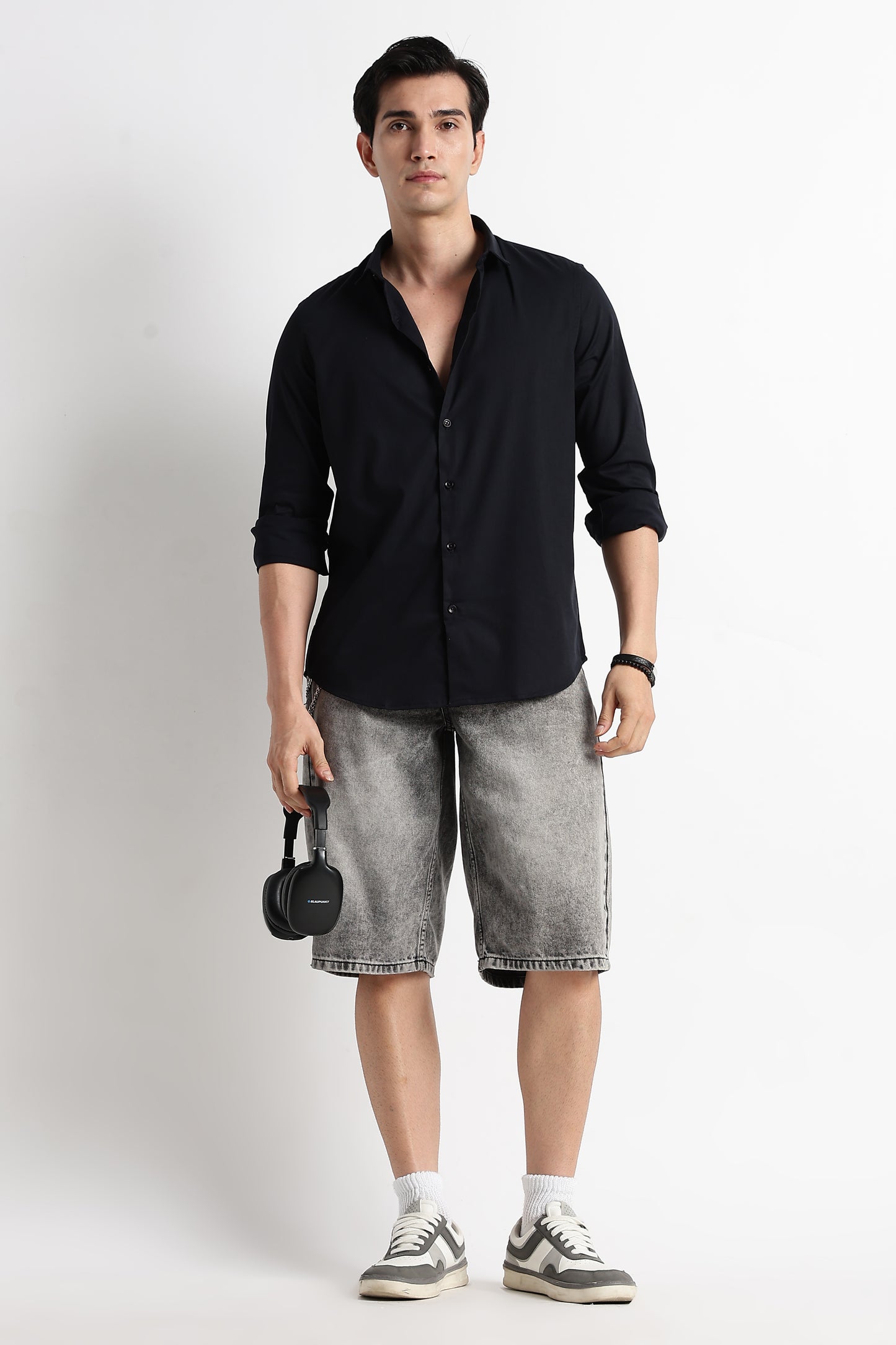 The Modern Essential Poly-Lycra Shirt Slate Black