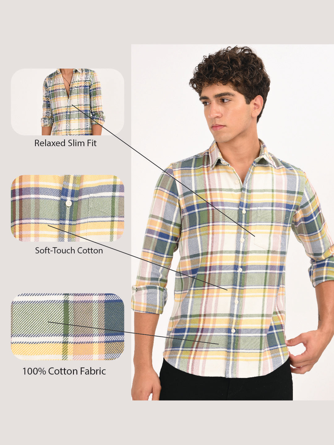 Multi-Colored Classic Check Shirt Yellow
