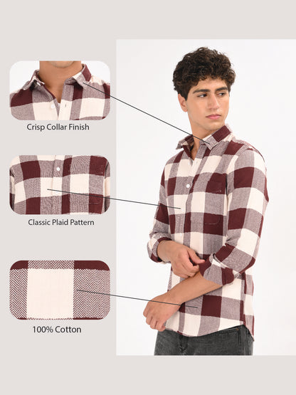 Classic Bold Check Shirt Maroon