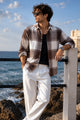 Brushing Checks Flannel Shirt Brown