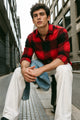 Brushing Checks Flannel Shirt Red
