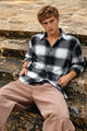 Brushing Checks Flannel Shirt Grey Black