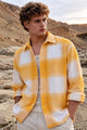 Brushing Checks Flannel Shirt Yellow White