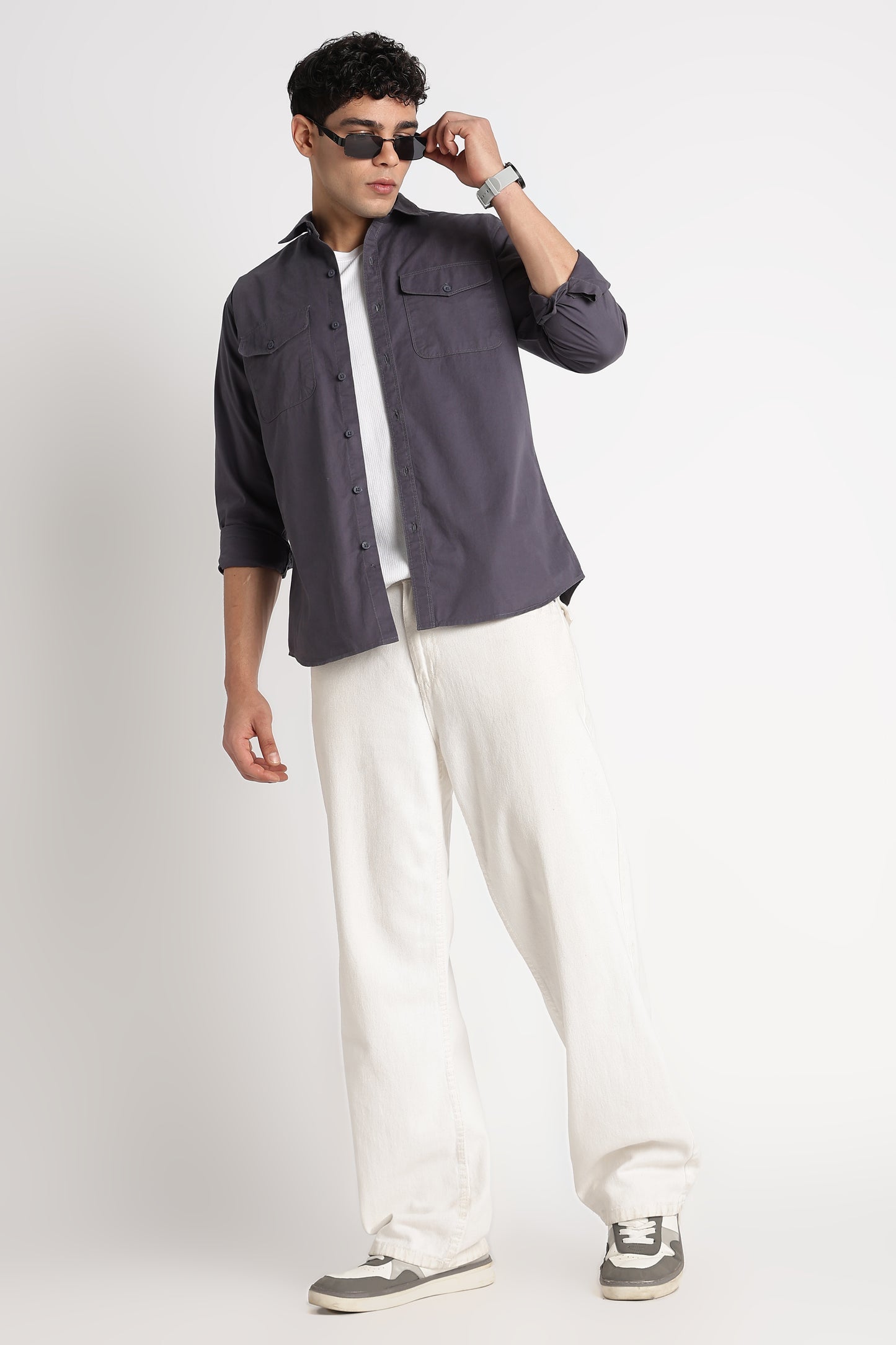 Solid Utility Casual Shirt Dk Grey