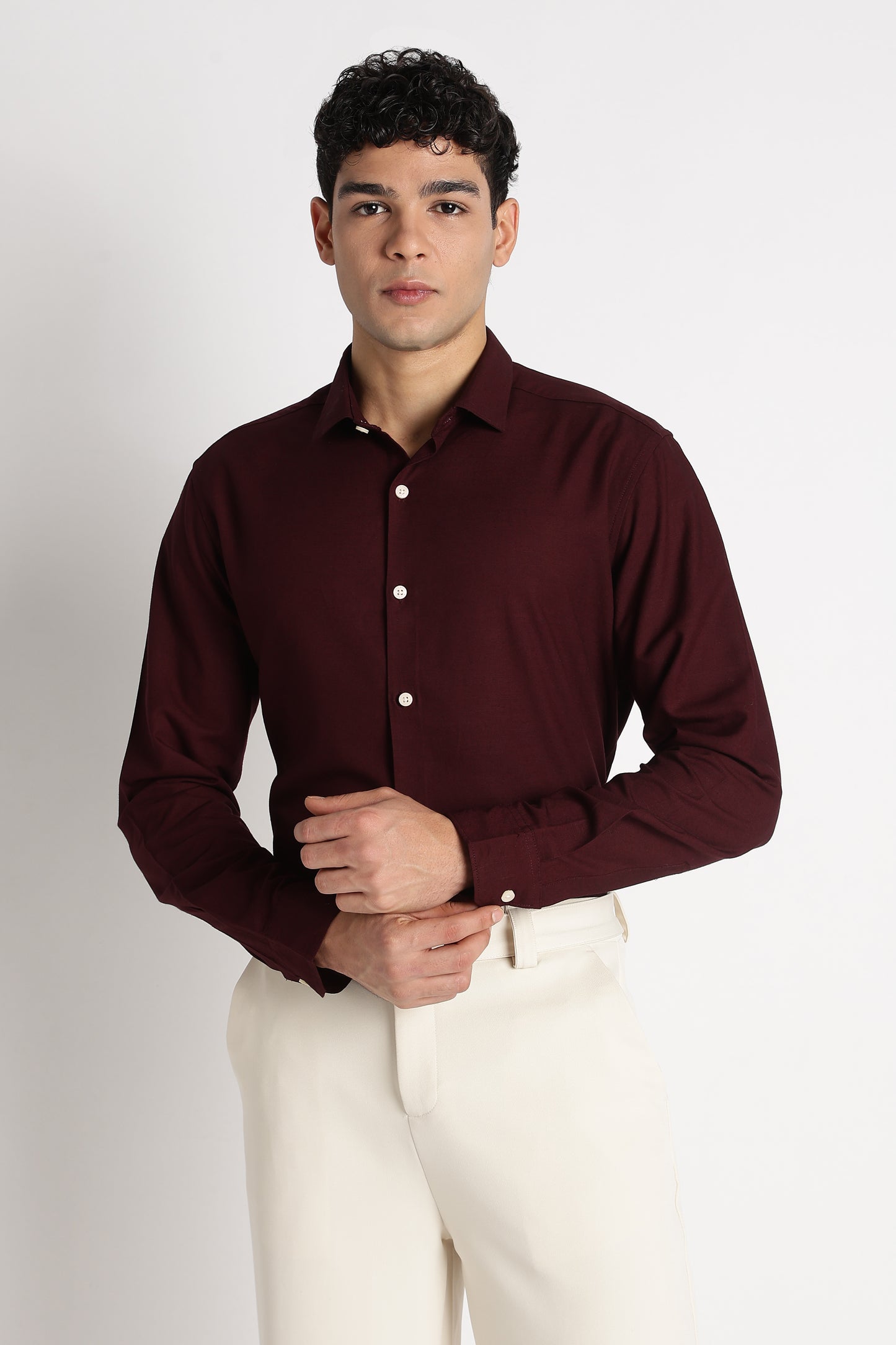 Premium Solid Casual Shirt Maroon