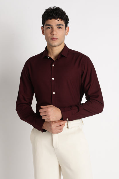Premium Solid Casual Shirt Maroon