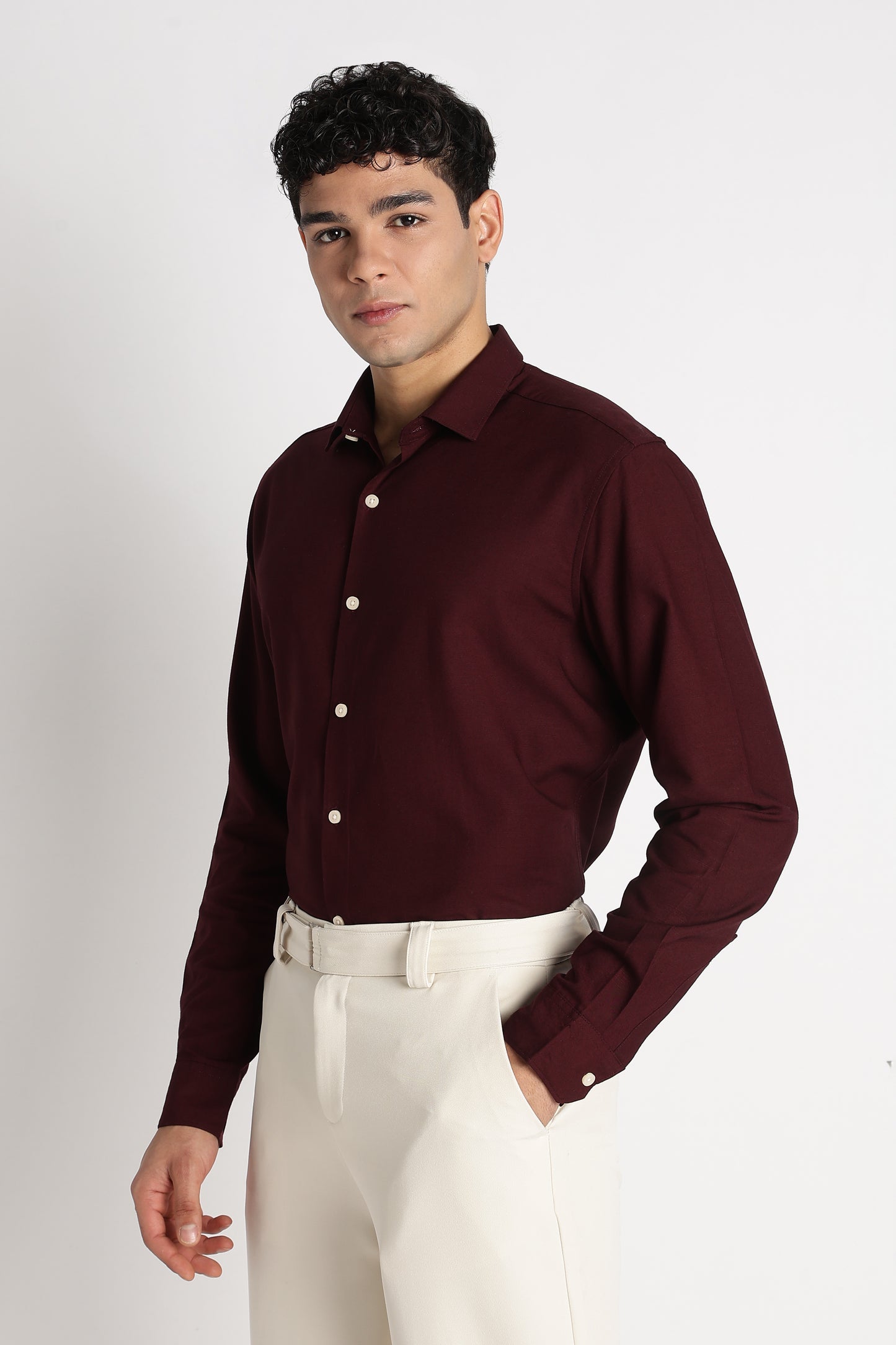 Premium Solid Casual Shirt Maroon