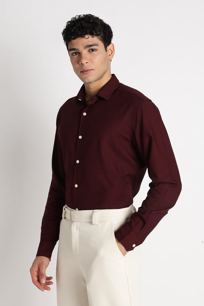 Premium Solid Casual Shirt Maroon