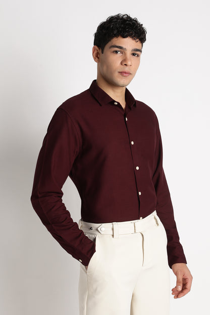 Premium Solid Casual Shirt Maroon