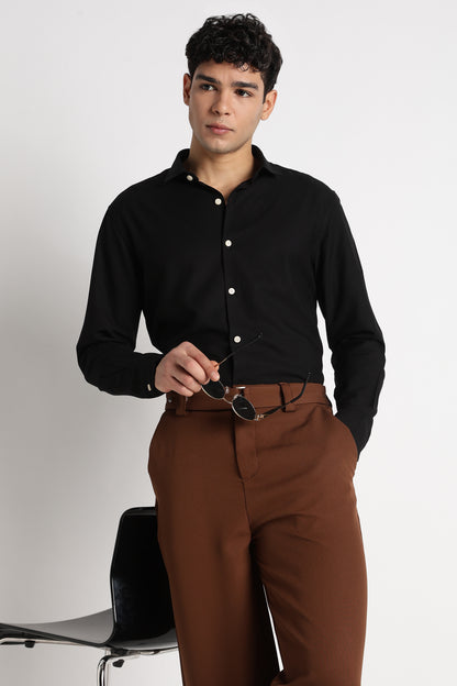 Premium Solid Casual Shirt Black
