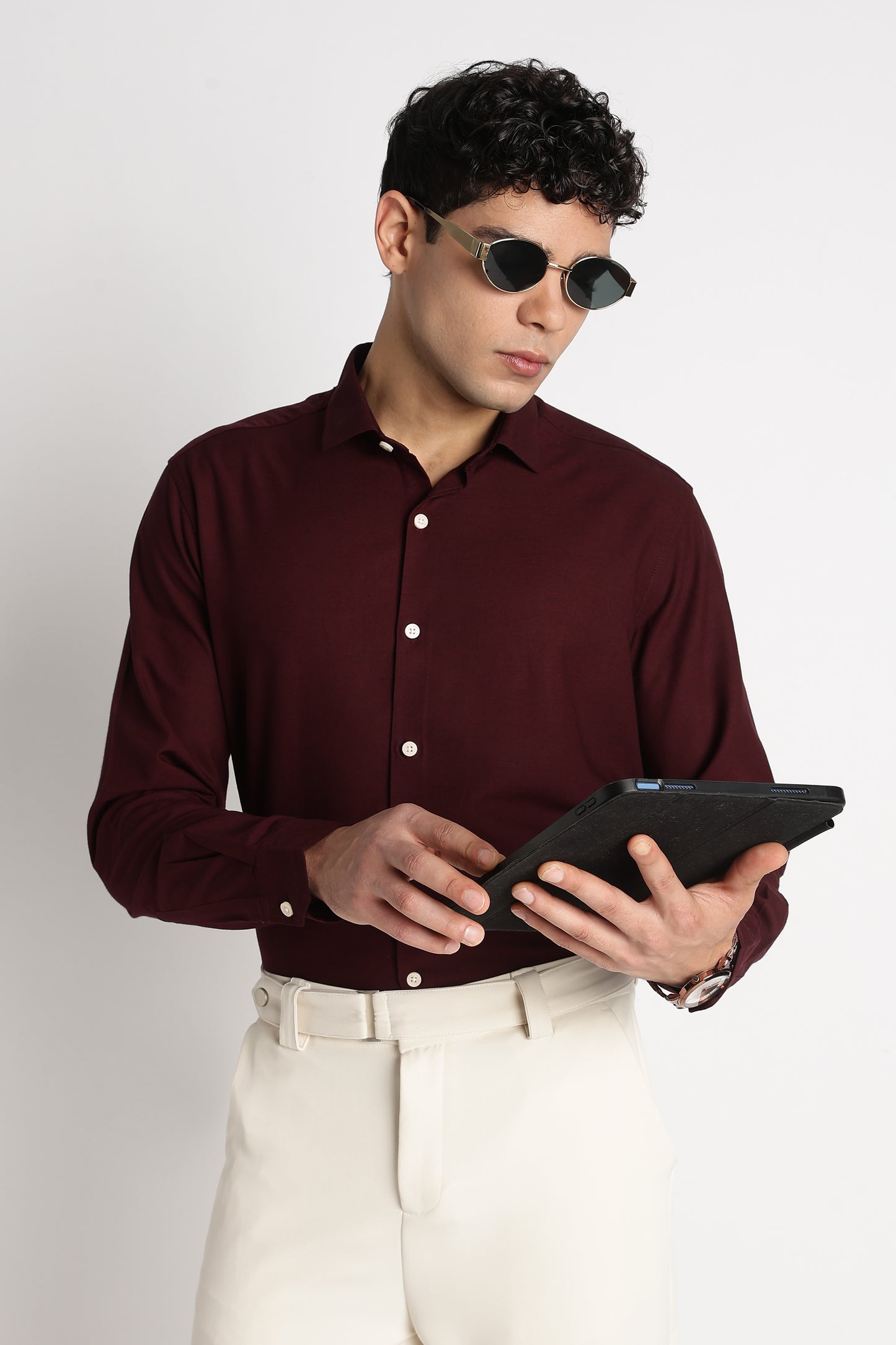 Premium Solid Casual Shirt Maroon