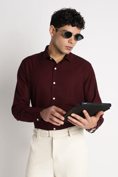 Premium Solid Casual Shirt Maroon