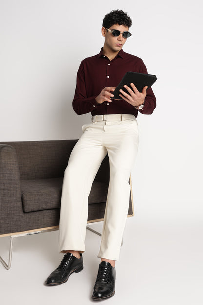 Premium Solid Casual Shirt Maroon