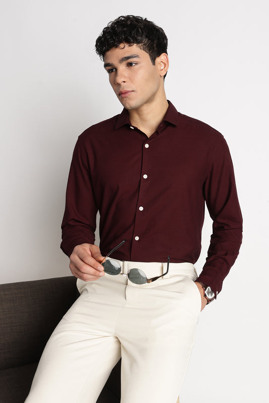 Premium Solid Casual Shirt Maroon