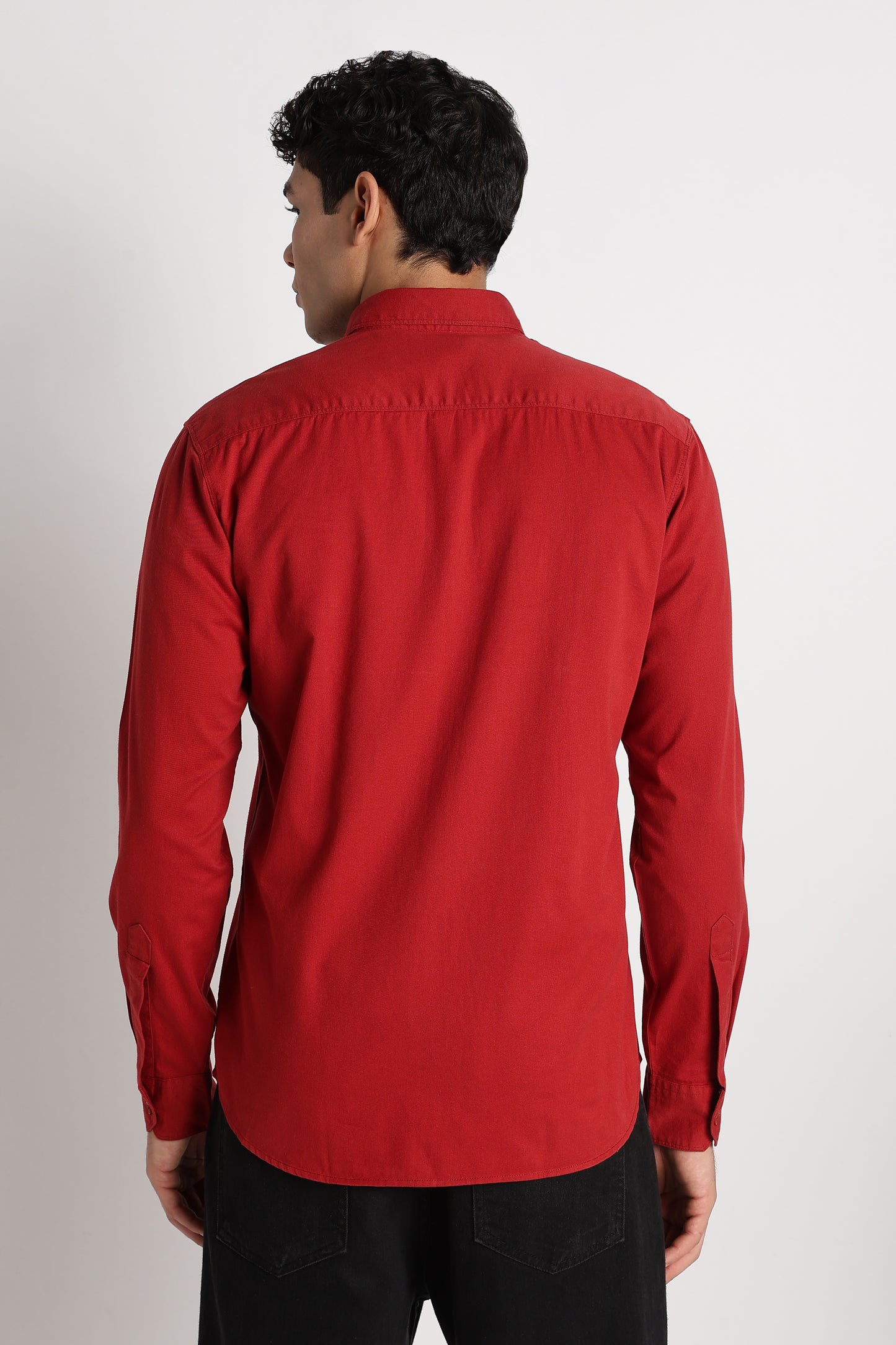 Solid Utility Casual Shirt Brick Red