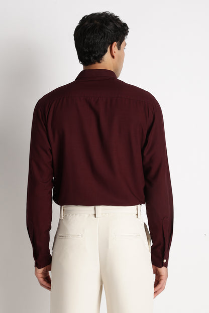 Premium Solid Casual Shirt Maroon