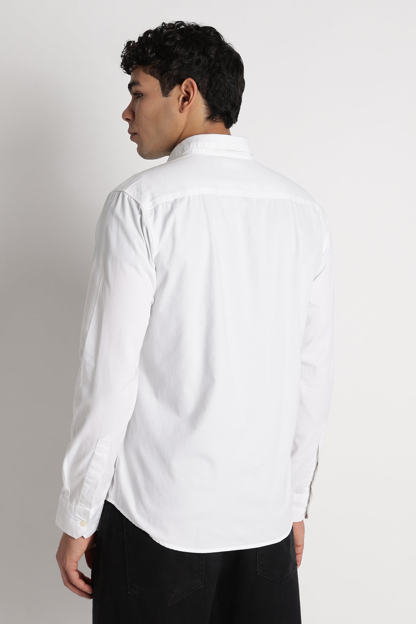 Solid Utility Casual Shirt White