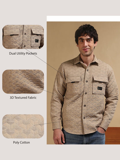 Oversized  Casual Shacket Shirt Khaki