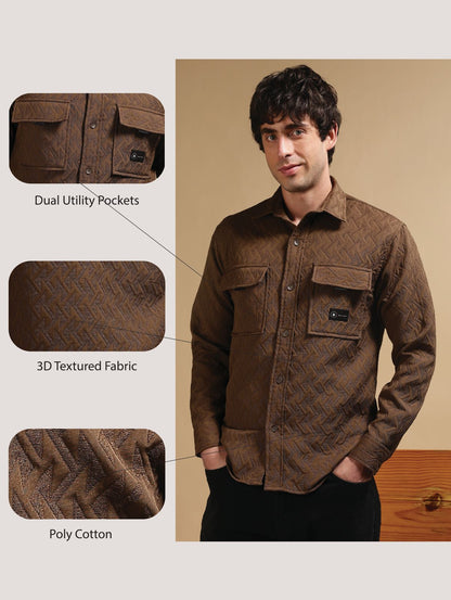 Over sized Shacket Shirt Brown