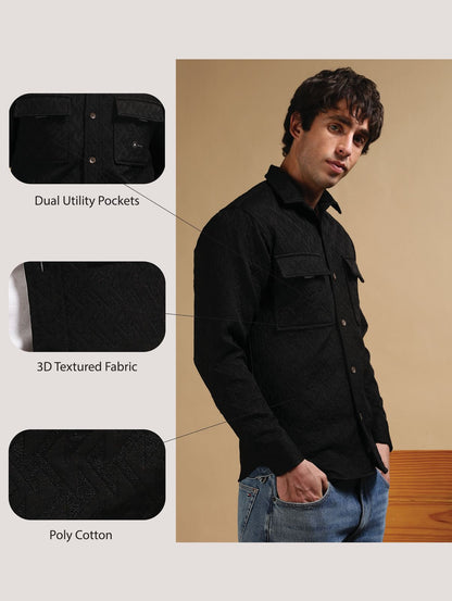Over sized Shacket Shirt Black