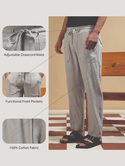 Loose Fit Drawcord Trousers Grey