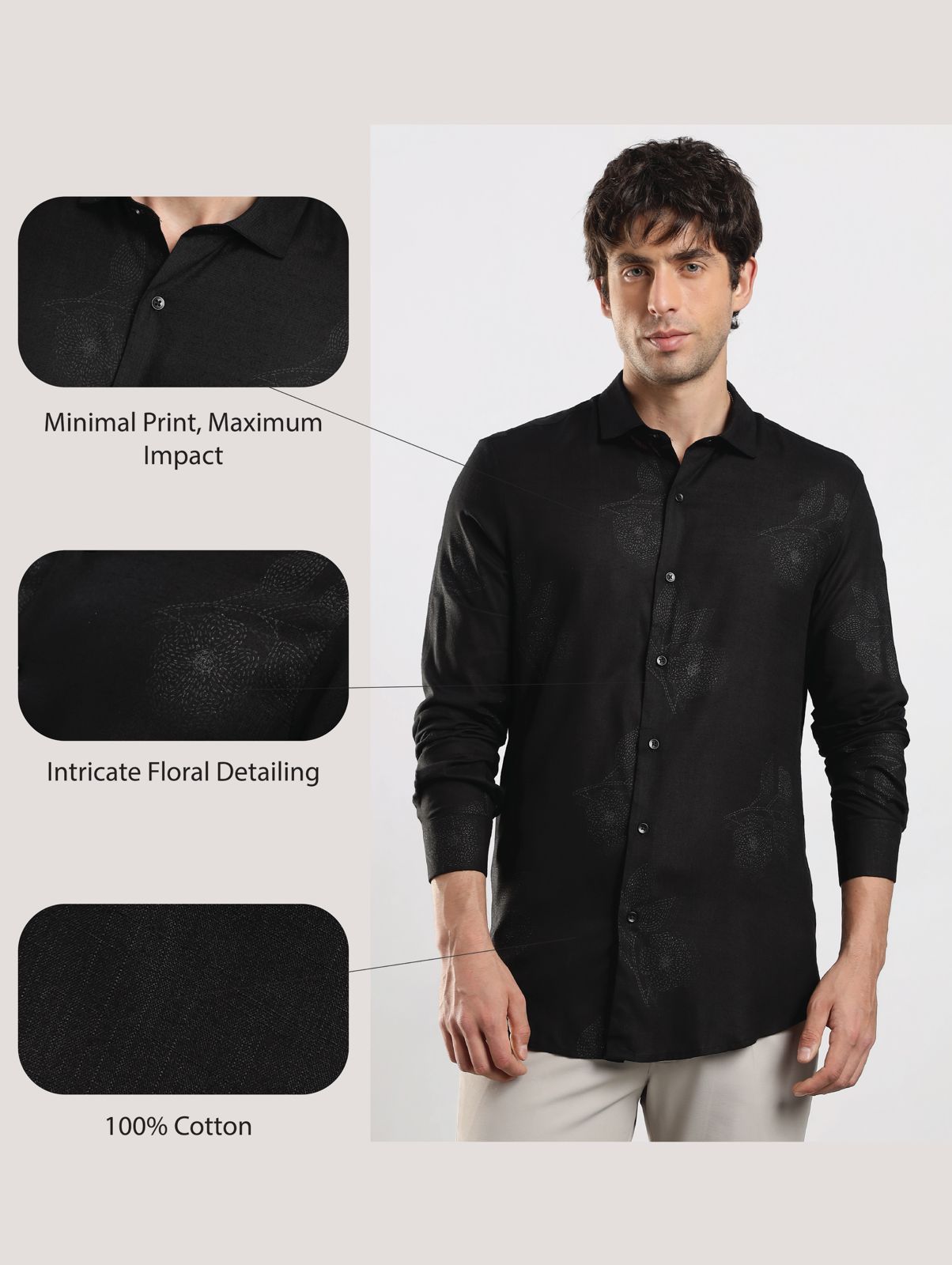 Glitter Print Shirt Black