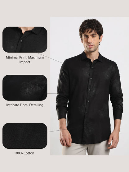 Glitter Print Shirt Black