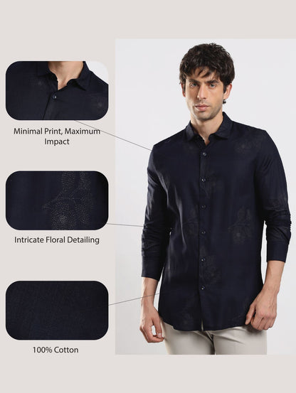 Glitter Print Shirt Navy