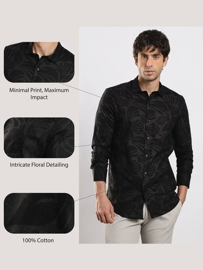 Glitter Print Shirt Black