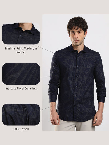 Glitter Print Shirt Navy