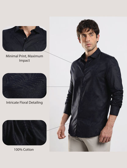 Glitter Print Shirt Navy