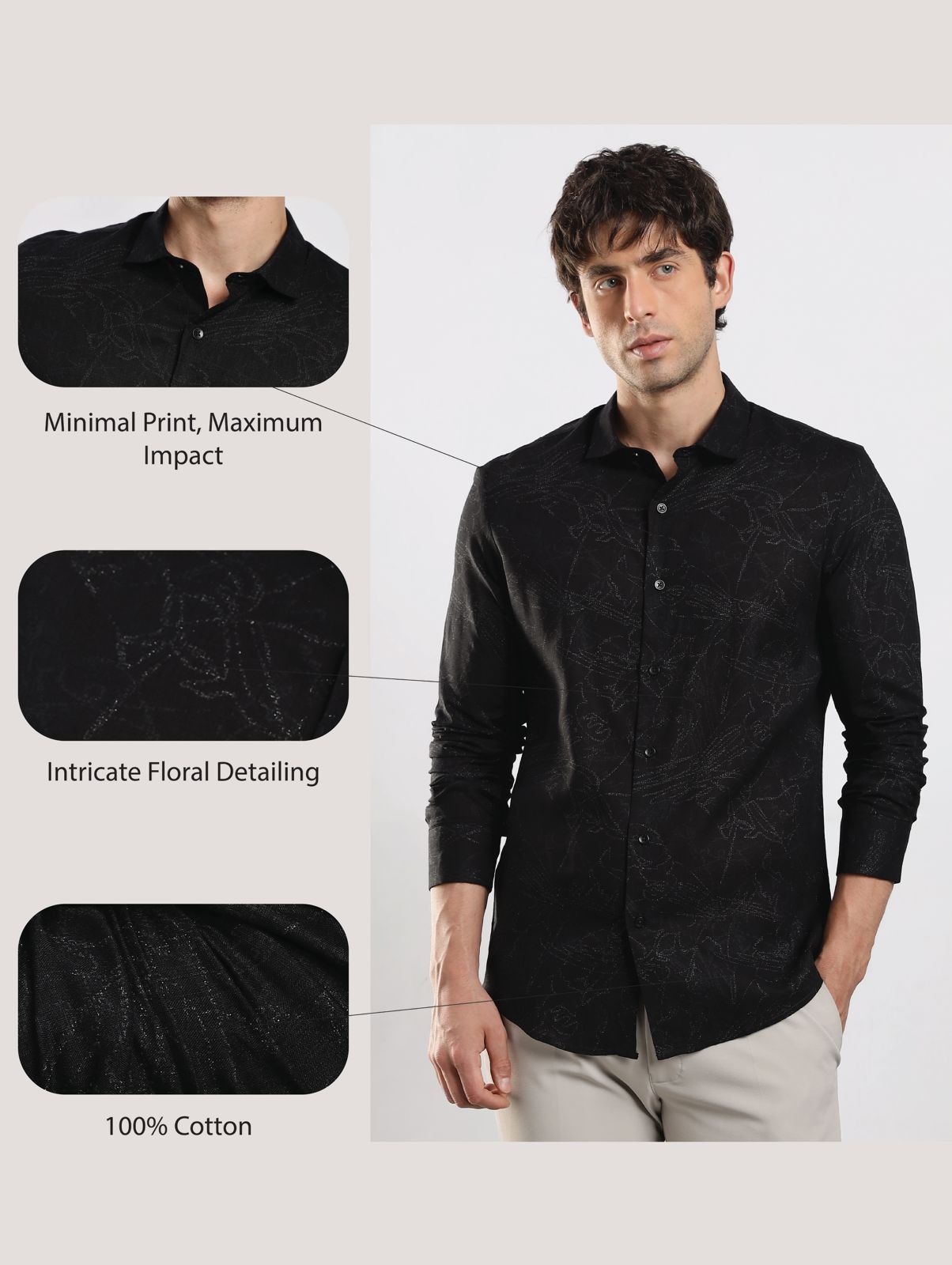 Glitter Print Shirt Black