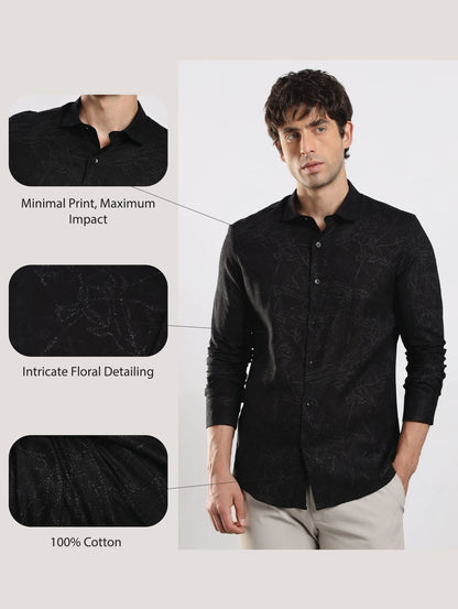 Glitter Print Shirt Black