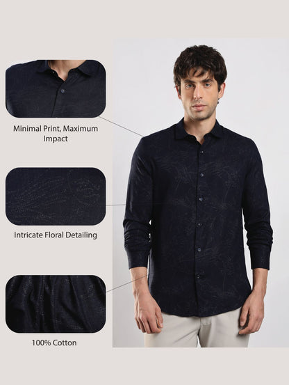 Glitter Print Shirt Navy