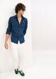 Indigo-Dyed 100% Cotton Check Shirt Navy