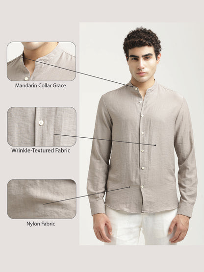 Mandarin Collar Nylon Shirt Grey