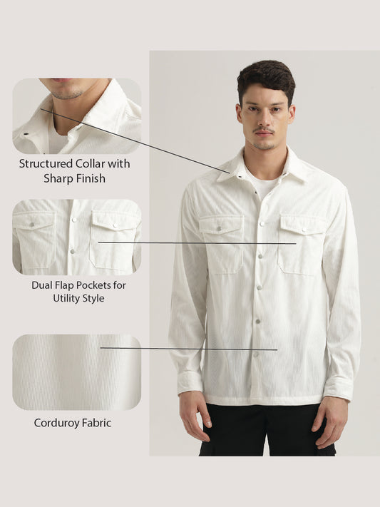 Corduroy Overshirt White