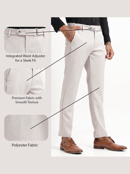 Textured Slim Fit Trousers Beige