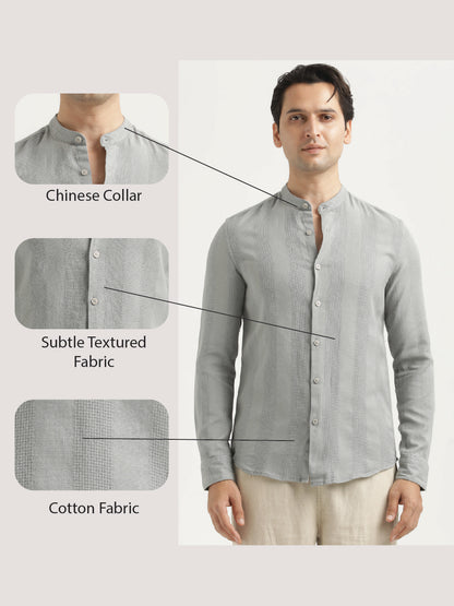 Self-Textured Cotton Shirt Grey