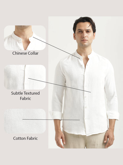 Self-Textured Cotton Shirt White