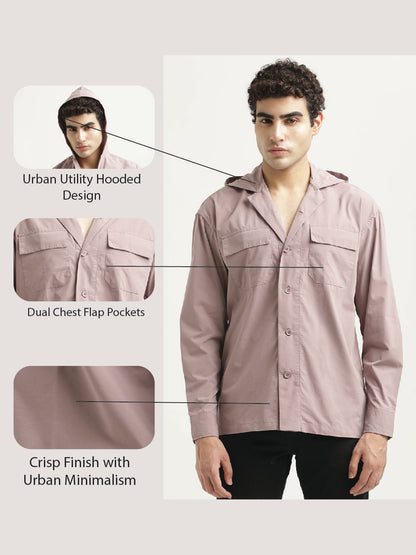 Double Pocket Drop Shoulder Shirt Pink