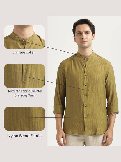 Textured Nylon Shirt Olive