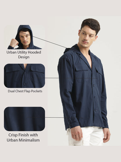Double Pocket Drop Shoulder Shirt Navy