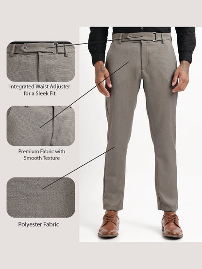 Textured Slim Fit Trousers Olive