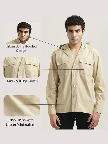 Double Pocket Drop Shoulder Shirt Cream