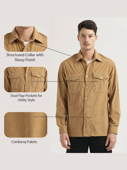 Corduroy Overshirt Dk cream