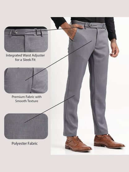 Textured Slim Fit Trousers Grey